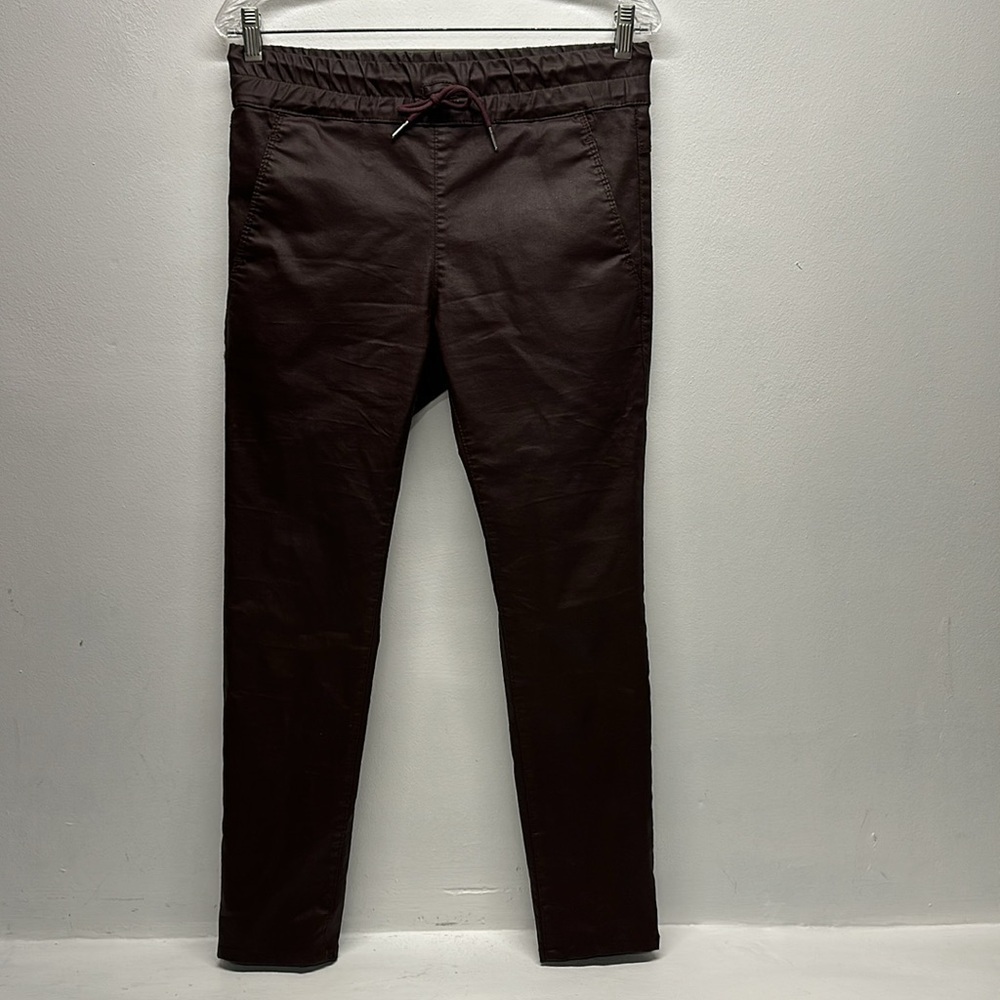 Bevy Flog Shely Waxed Pants Pant Cotton Drawstring Elastic Waist Burgundy Red 28